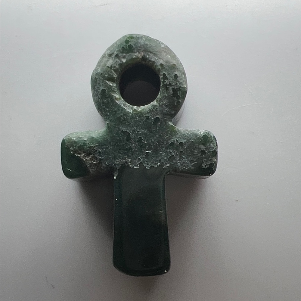 Dark Green Stone Ankh Pendant